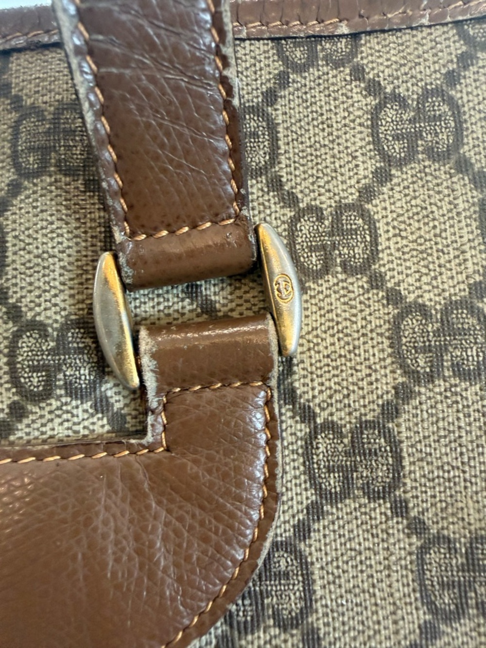Authentic Gucci Vintage Supreme Tote w/Brown leather trim - Picture 3 of 12